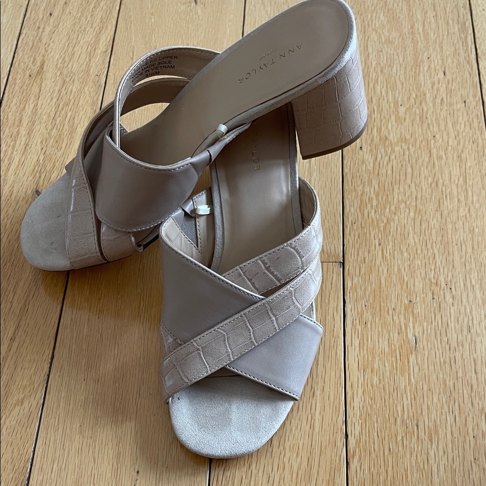 Ann Taylor Beige Cross-Strap Heels